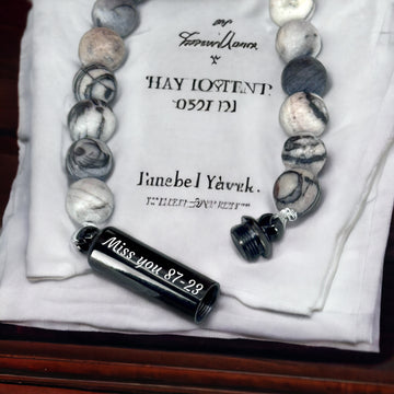 Ash Bracelet beads - Black ash chamber + Own Text Engraving | exclusive