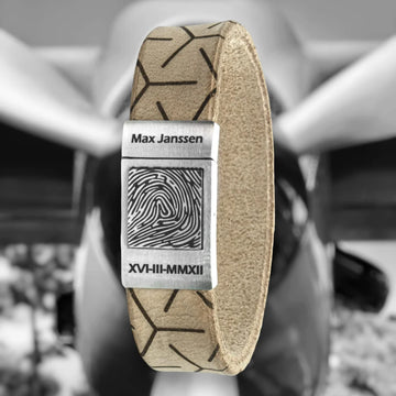 Fingerabdruck-Lederarmband – Pilots EDITION – Schwarz / Braun / Geflochten