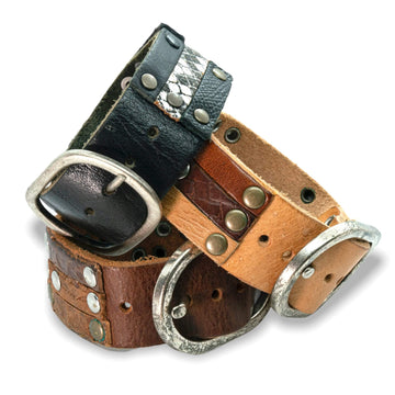 Breites Lederarmband – mehrfarbiges Rindsleder