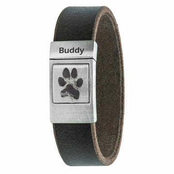 Own Paw Print bracelet - Brown leather