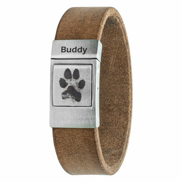 Own Paw print bracelet Beige leather