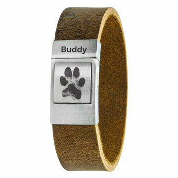 Own Paw Print bracelet Vintage leather