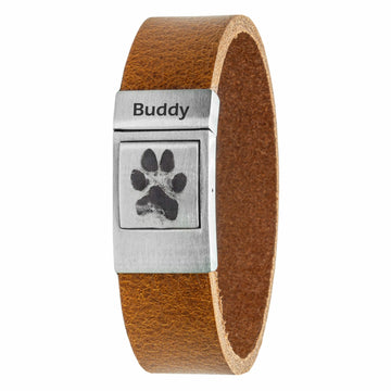 Own Paw print bracelet Cognac leather