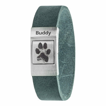 Own Paw print bracelet Gray leather