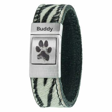 Own Paw print bracelet <b>Zebra</b> leather