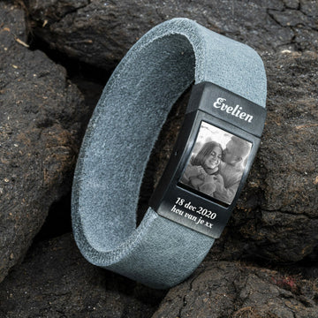 Photo bracelet Ladies Bracelet with Photo <b>gray</b> leather