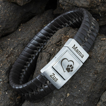 Own text and symbol Bracelet Braided leather
