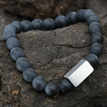 Zeus – Mattschwarzer Achat – Perlenarmband