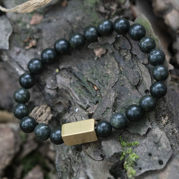 Dunkelgrüner Serpentin - Perlenarmband