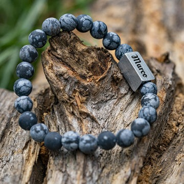 Gefrorene Schneeflocken – Obsidian-Perlenarmband
