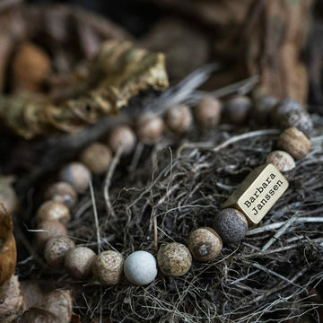 Frozen 'Picture Jasper' - Namensgravur 8mm Perlenarmband