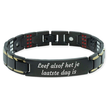 Magnetarmband - 8 Maxneet schwarz - Mit Ihrem eigenen Text
