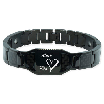 Magnetarmband - Black Carbon + eigener Text oder Symbol