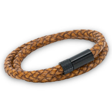 RUIGG – Braunes, geflochtenes, doppelt rundes 6-mm-Lederarmband