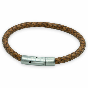 Braunes, geflochtenes, rundes 6-mm-Lederarmband