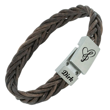 Kleines Lederarmband mit eingraviertem Namen – geflochtenes Leder