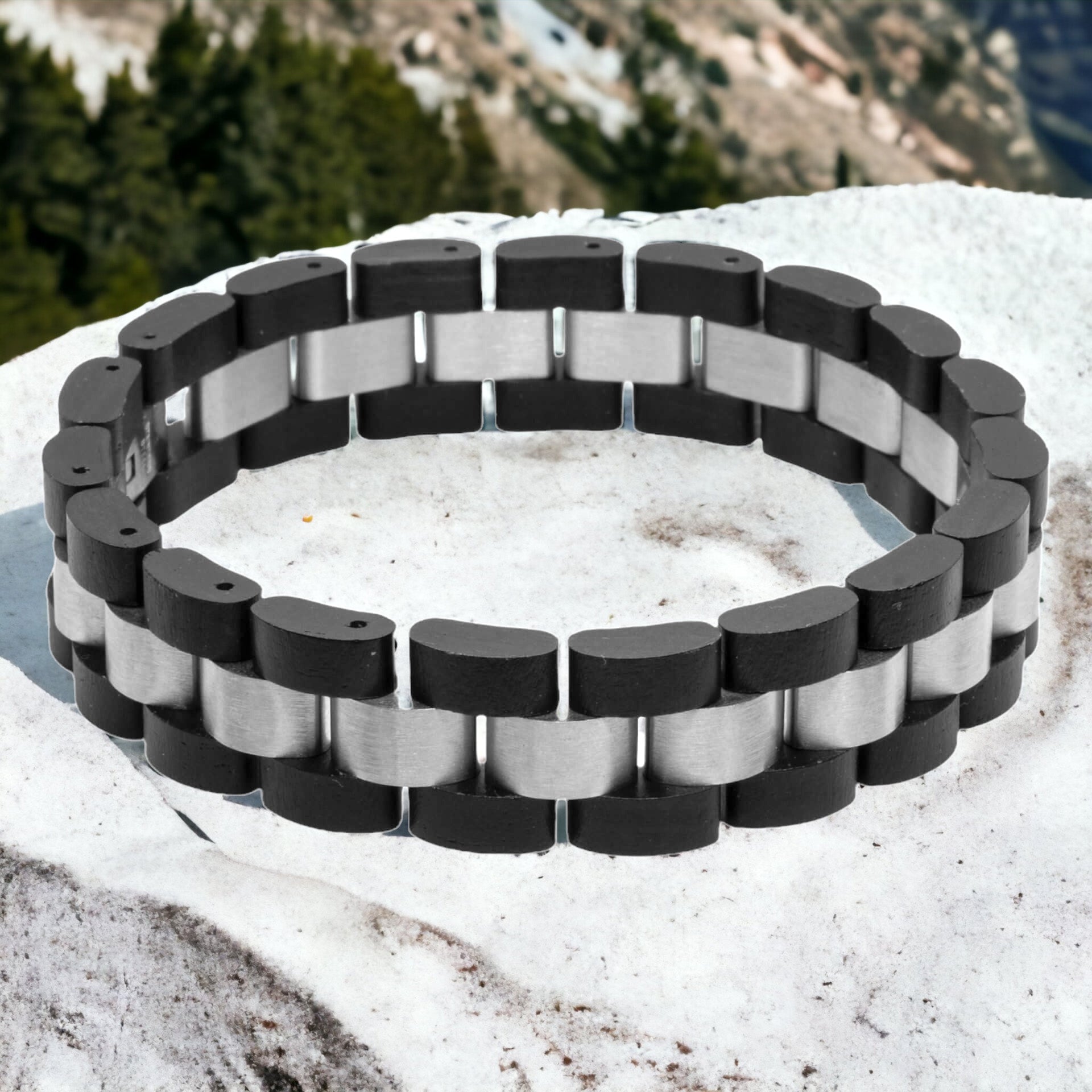 Watzmann (Ebenholz / Schwarz) - Holzarmband