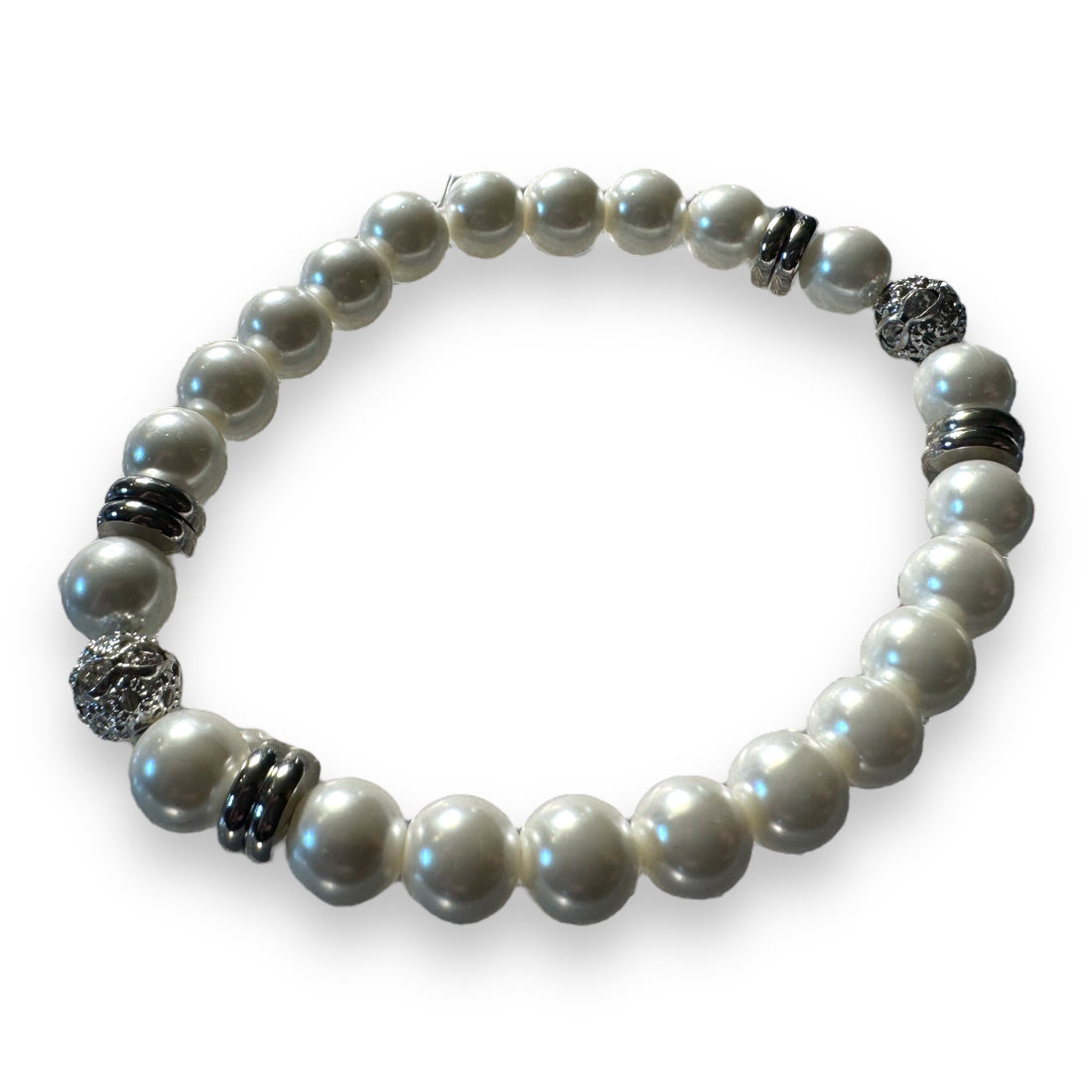 Weiße Muschel 🐚 Perlen Damenarmband | 8mm Perlen