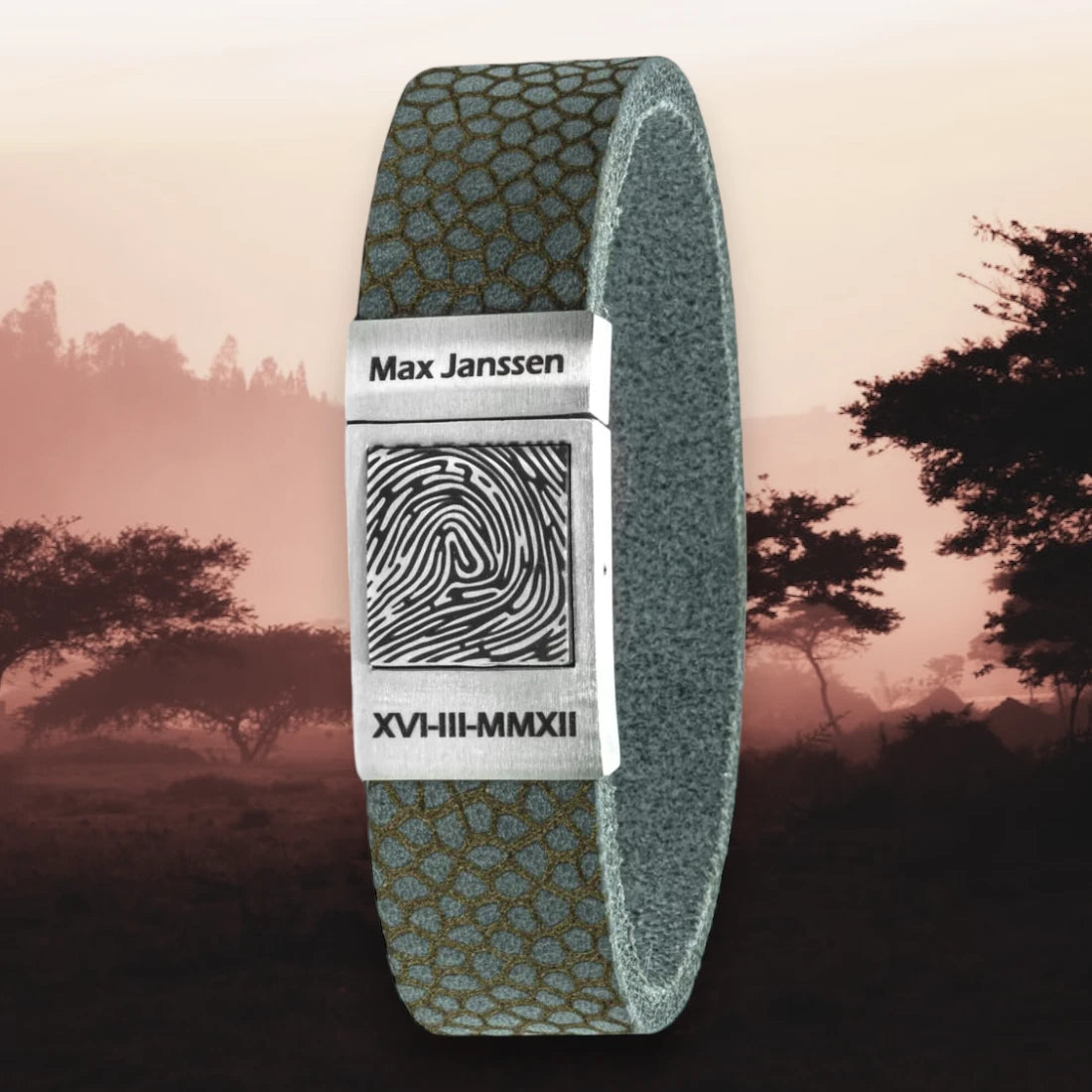 Vingerafdruk armband - Africa Edition - Zwart / bruin Italiaans leer
