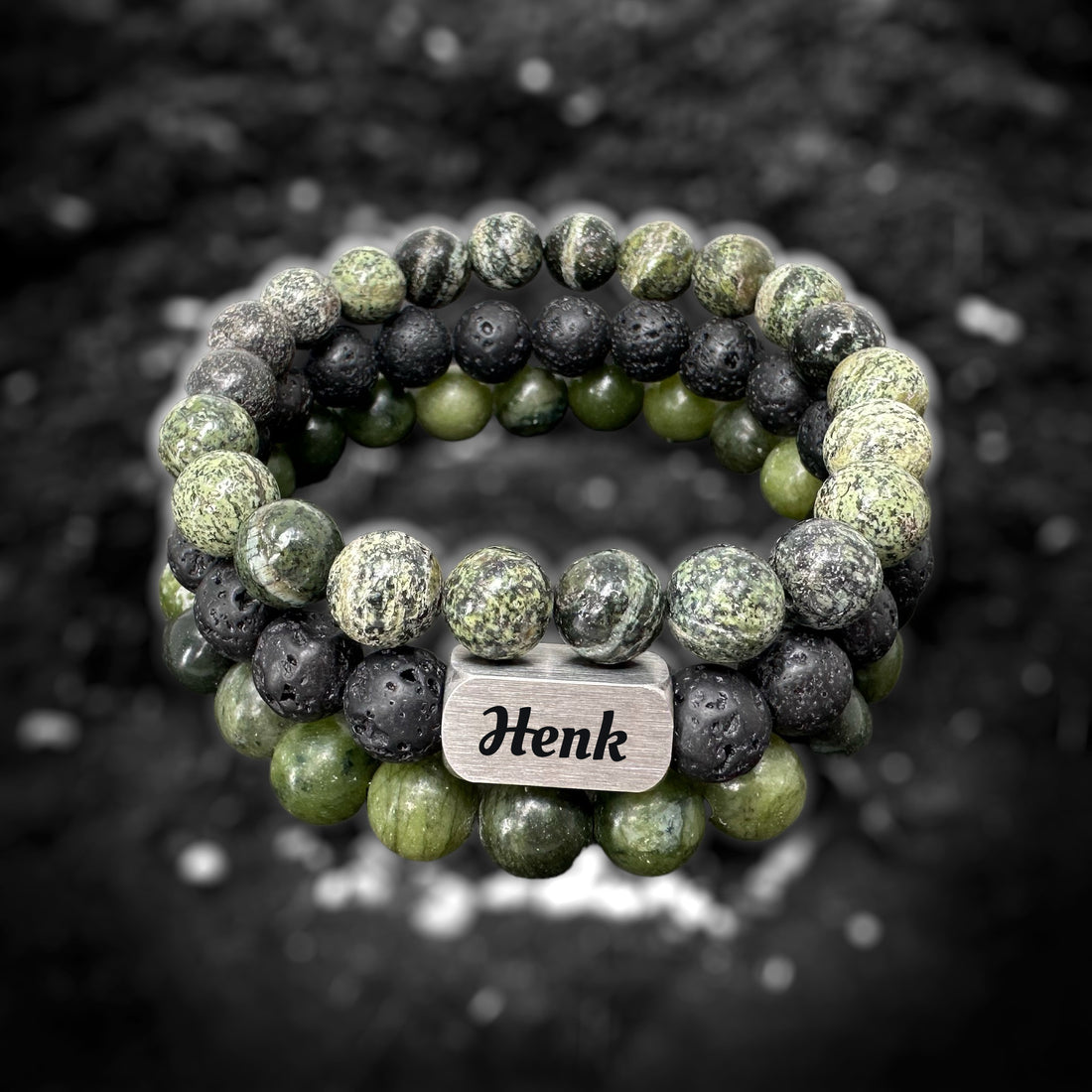 Herren-Set: 3 Perlenarmbänder – Zebrastein – Lavastein – natürliche Jade