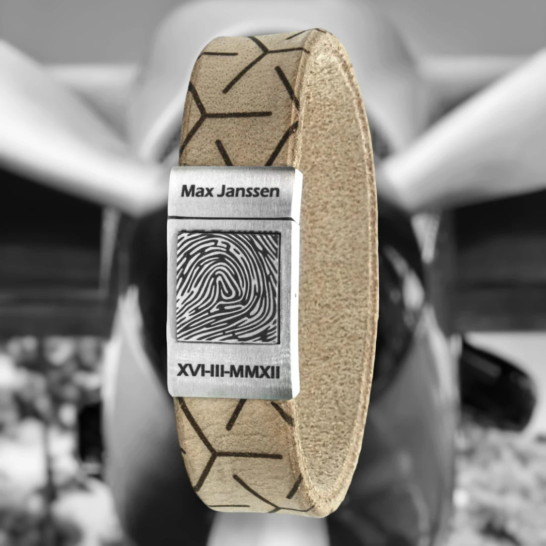 Fingerabdruck-Lederarmband – Pilots EDITION – Schwarz / Braun / Geflochten