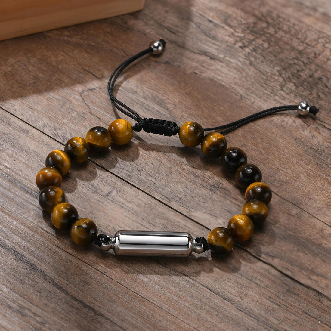 Verstellbares Achsenarmband mit Achsenraum | 8mm Tigerauge Perlenarmband