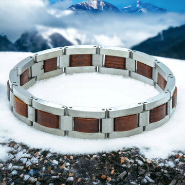 Mount Everest (Sandelholz + Edelstahl) – Holzarmband