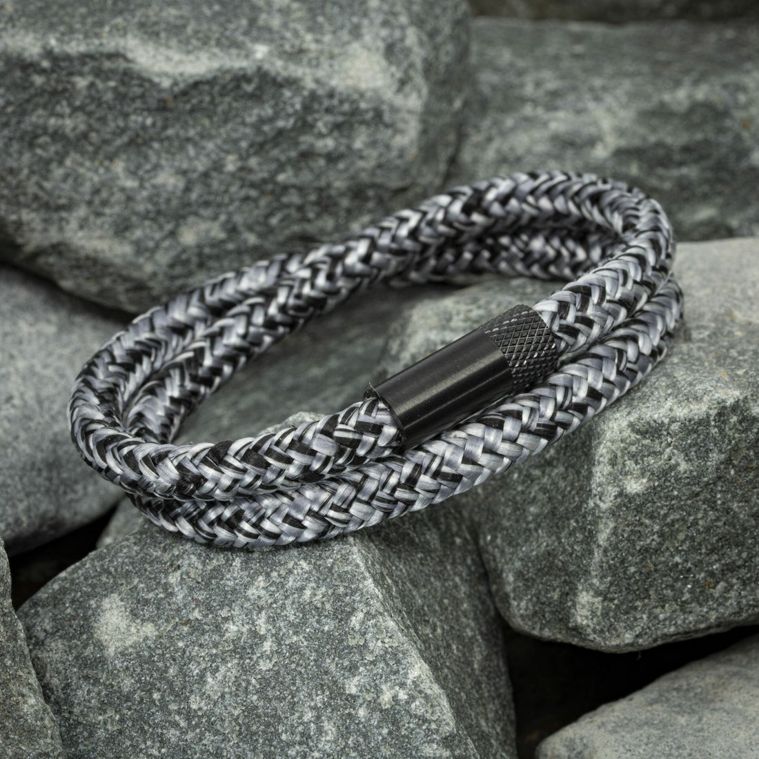 Elite bracelet black - Black/white rope