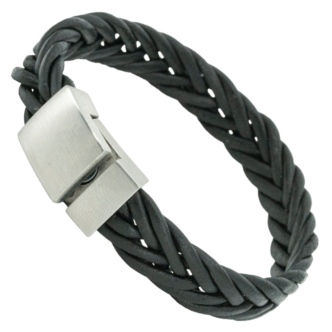 Edelstahlarmband mit Gravur – geflochtenes Leder