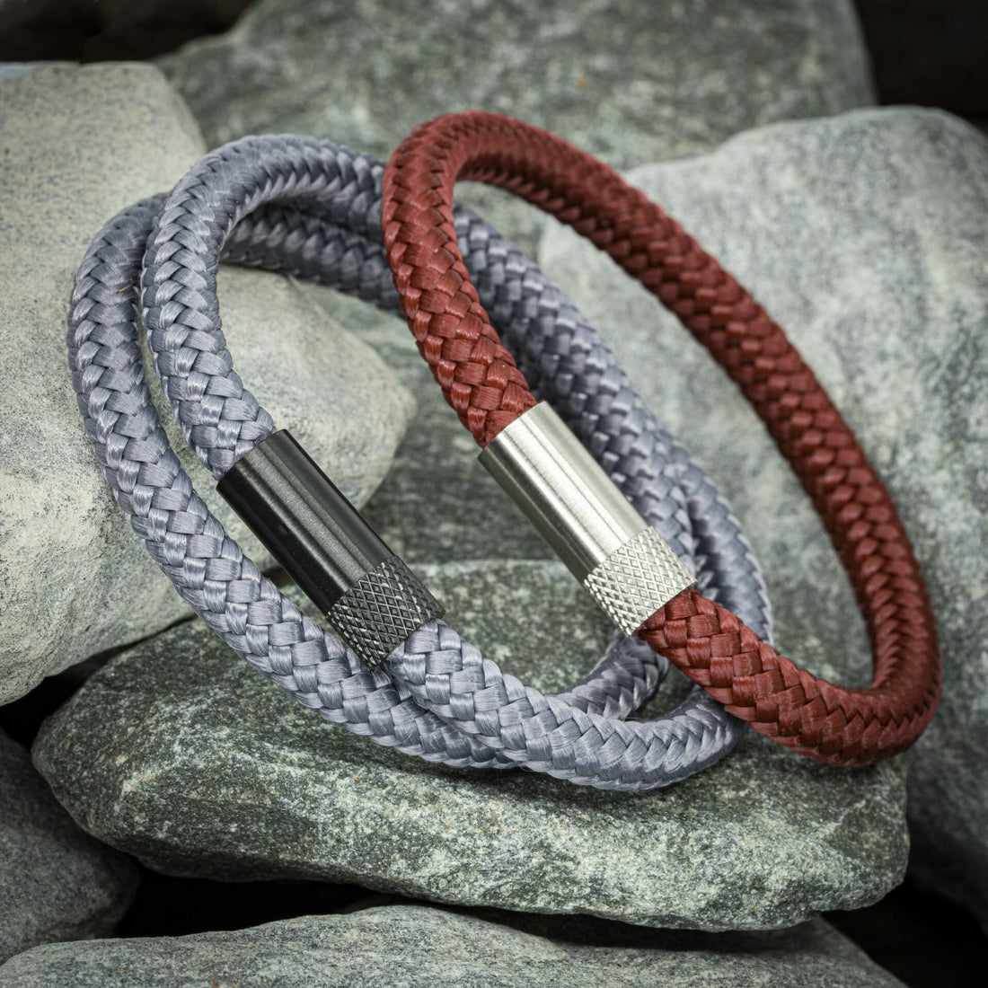 Elite bracelet silver - Gray rope