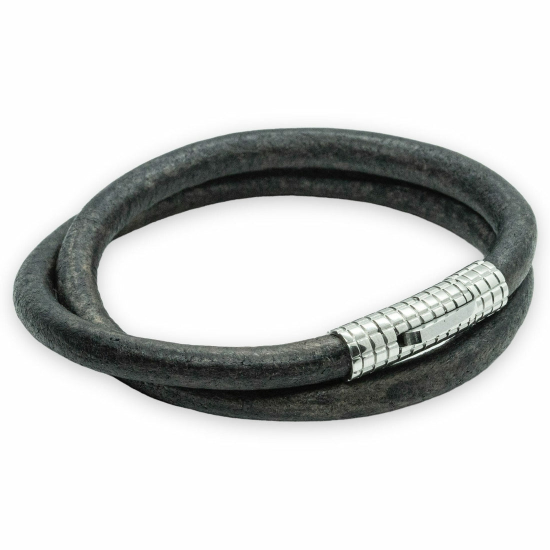 Blaues, geflochtenes, rundes 6-mm-Lederarmband
