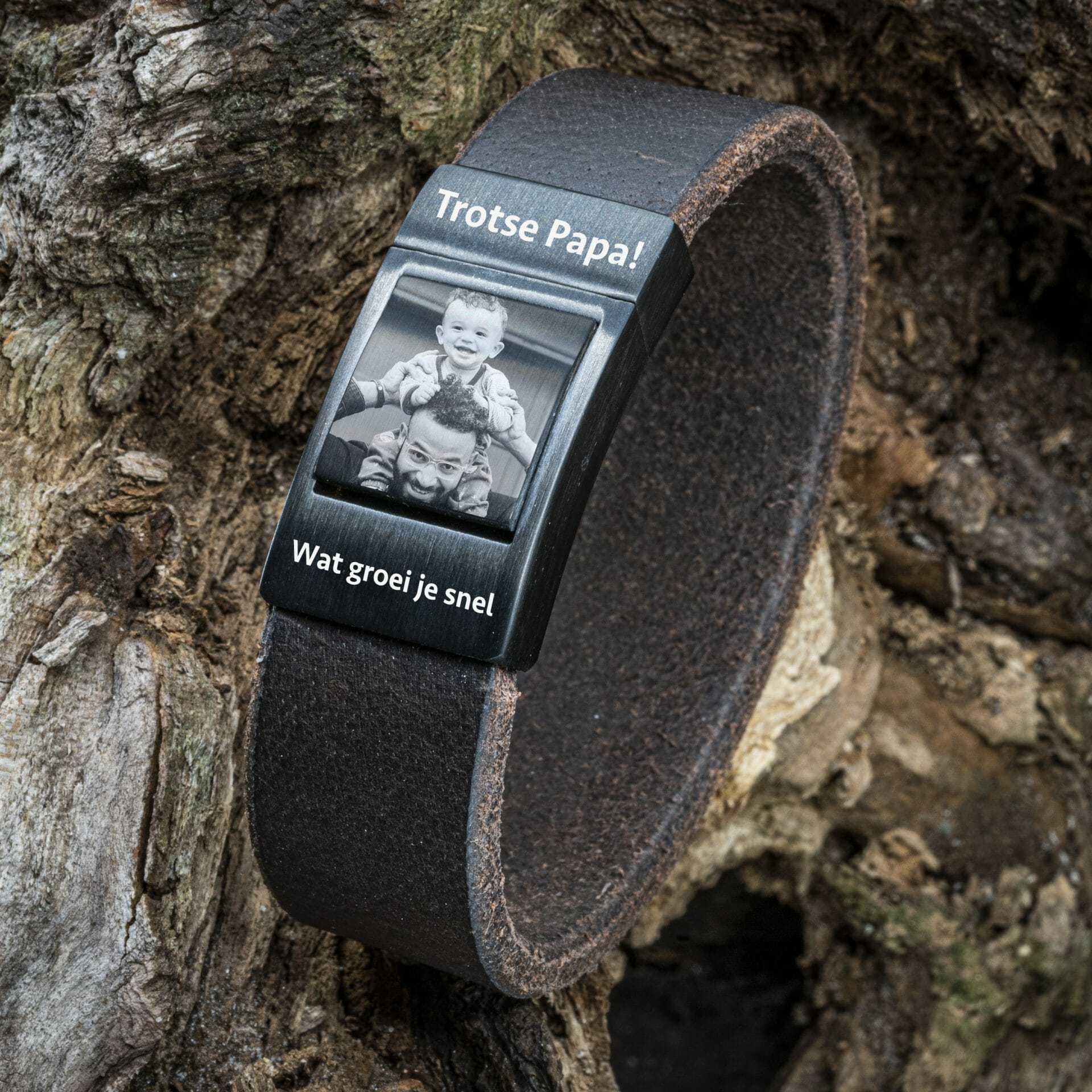 Eigenes Foto auf Armband – Braunes Lederarmband mit Fotodruck
