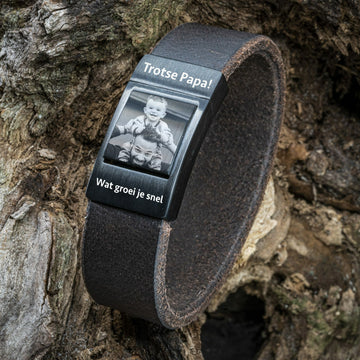 Eigenes Foto auf Armband – Braunes Lederarmband mit Fotodruck