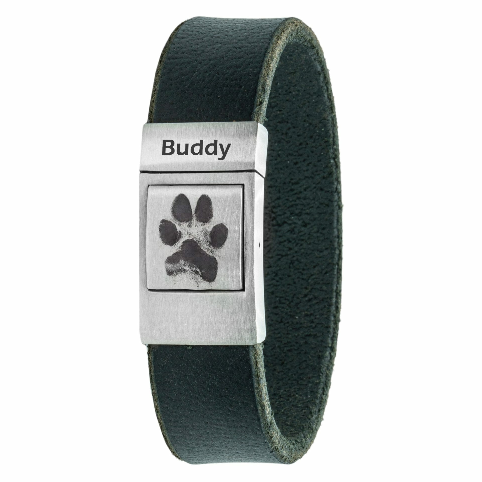 Own Paw print bracelet <b>Black</b> leather