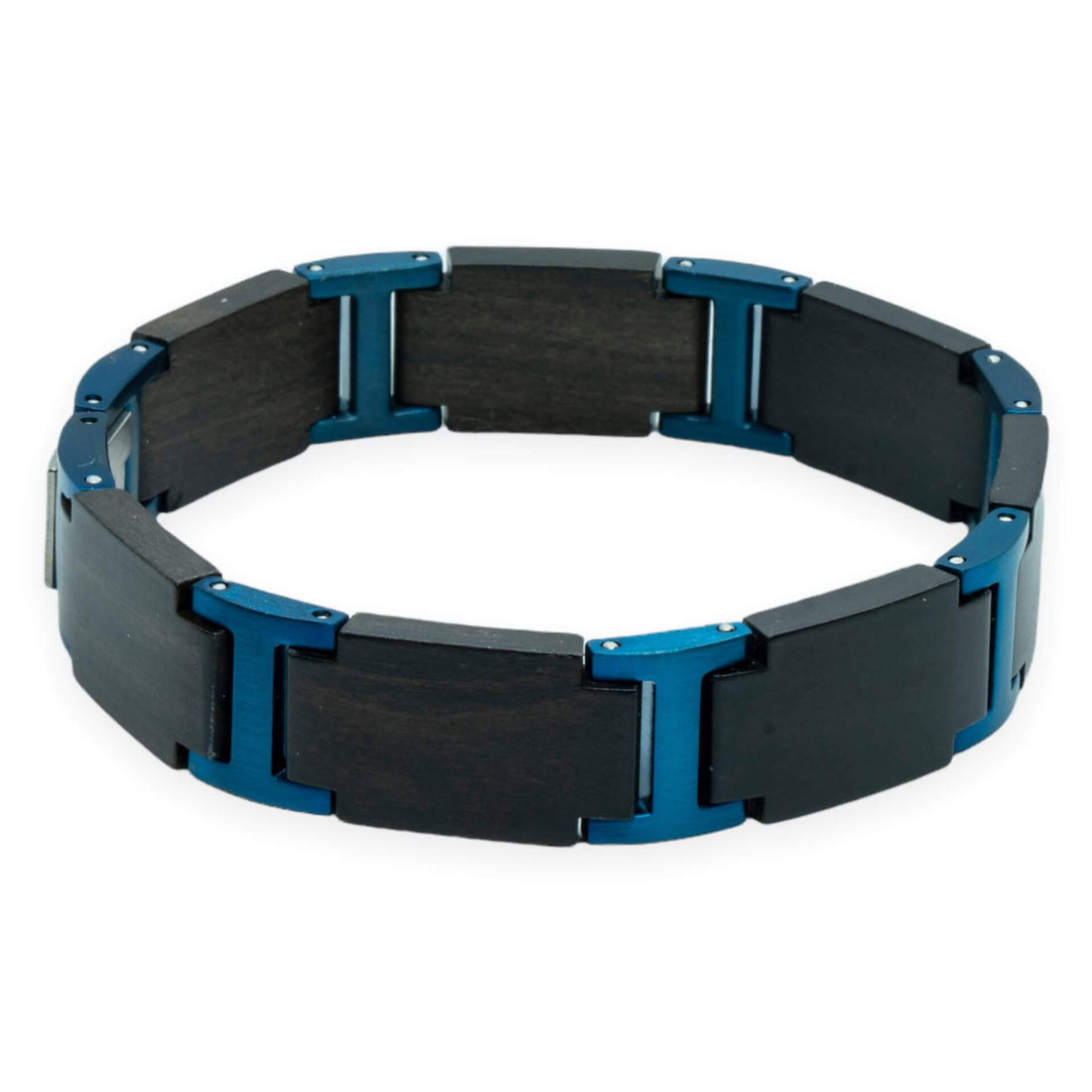 Lyskamm (Schwarz / Blau) - Holzarmband + Textgravur