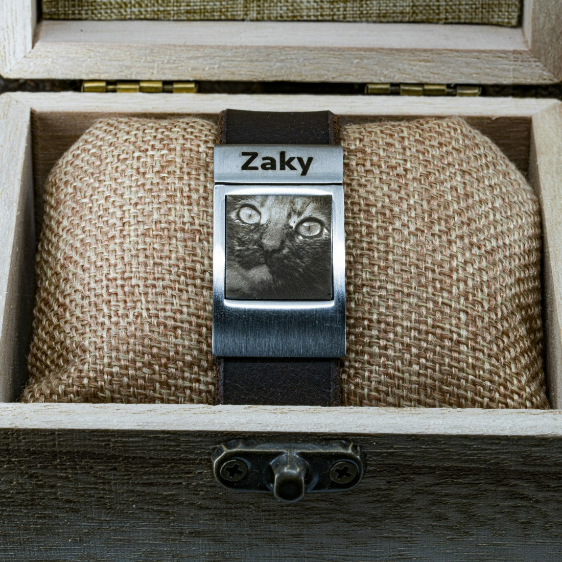 Eigen Katten Pootafdruk op leren armband naar keuze