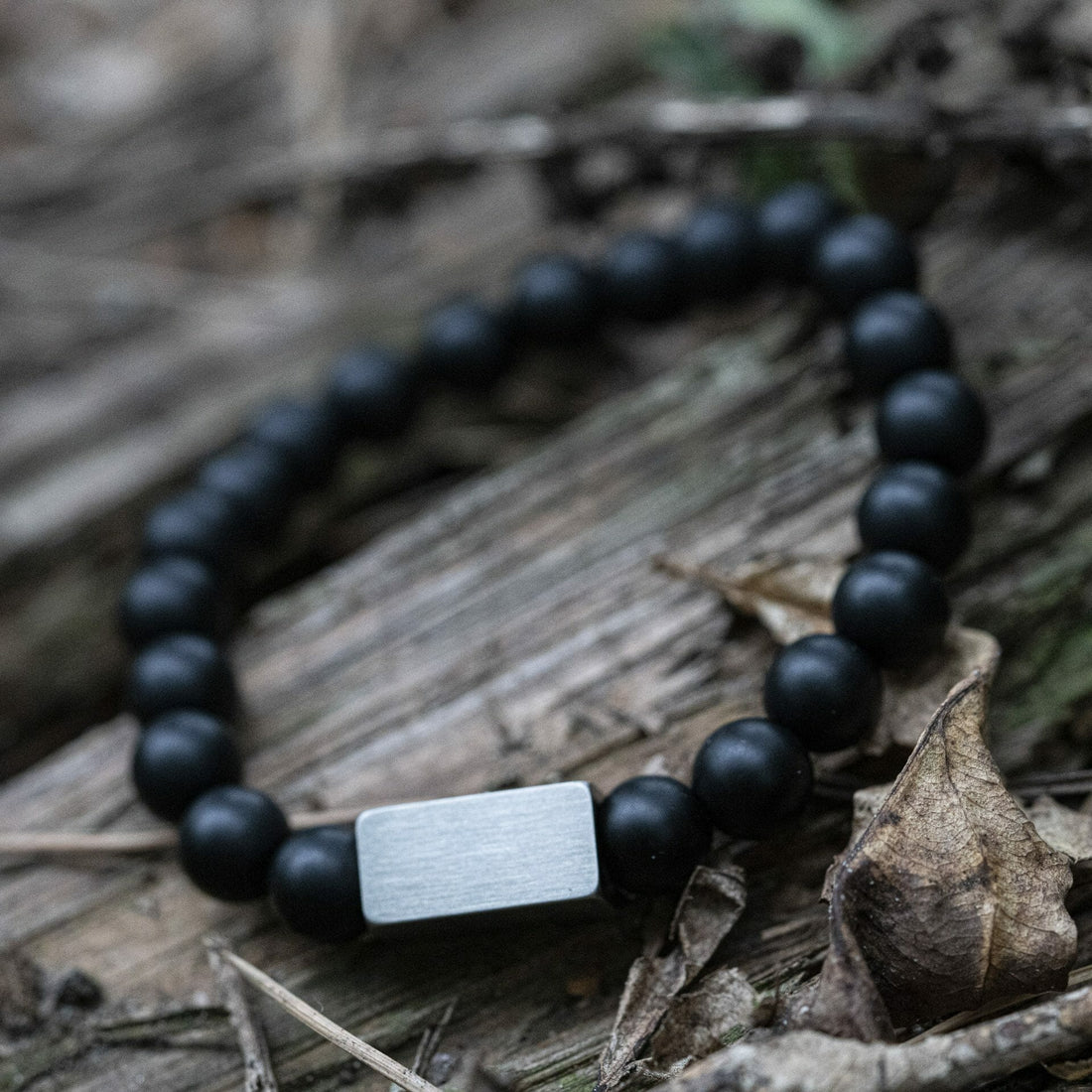 Natural stones Black Matte Onyx - Beaded bracelet 