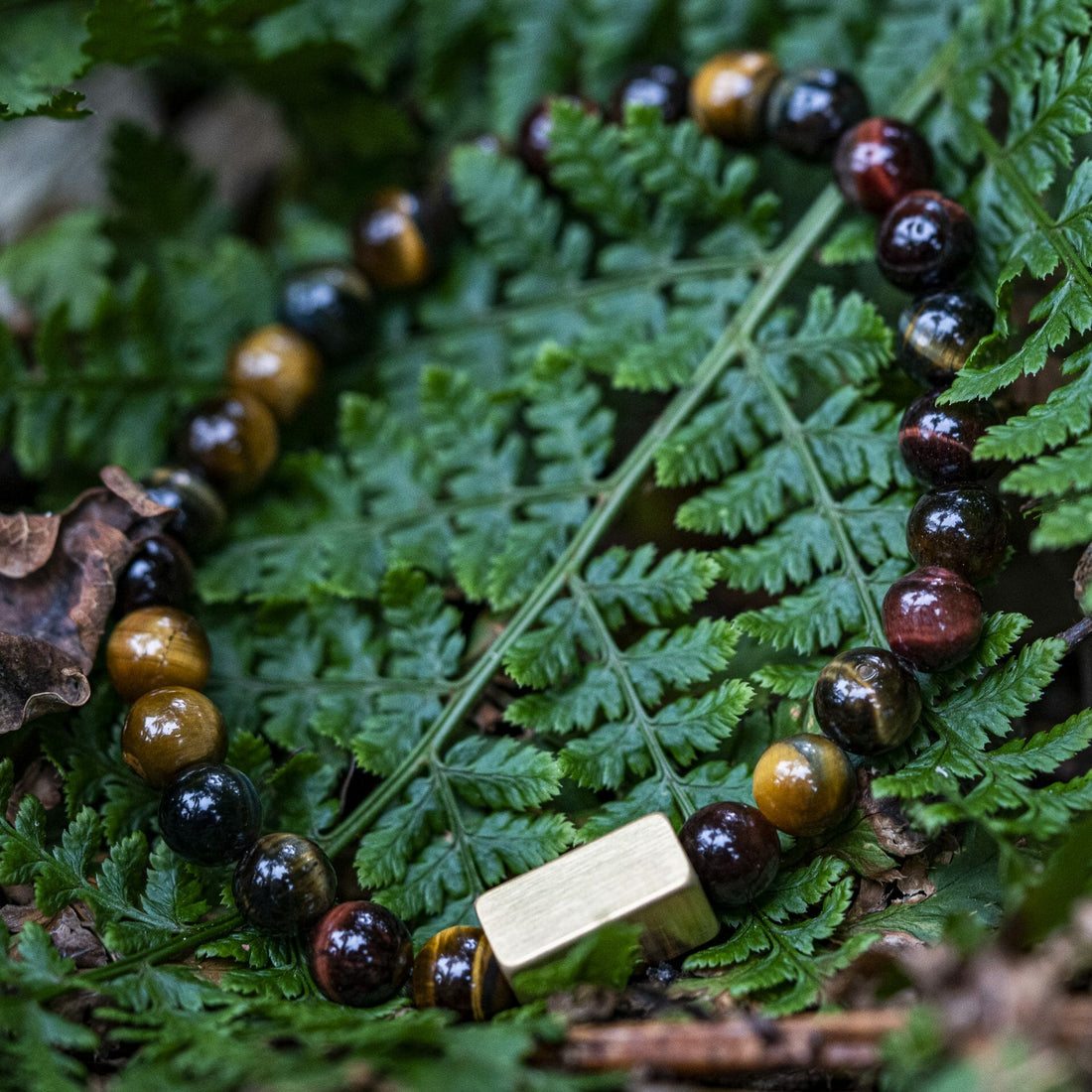 Trio Tiger Eye: Yellow Tiger Eye, Falcon Eye (blue) and Bull Eye (red) Beaded Bracelet