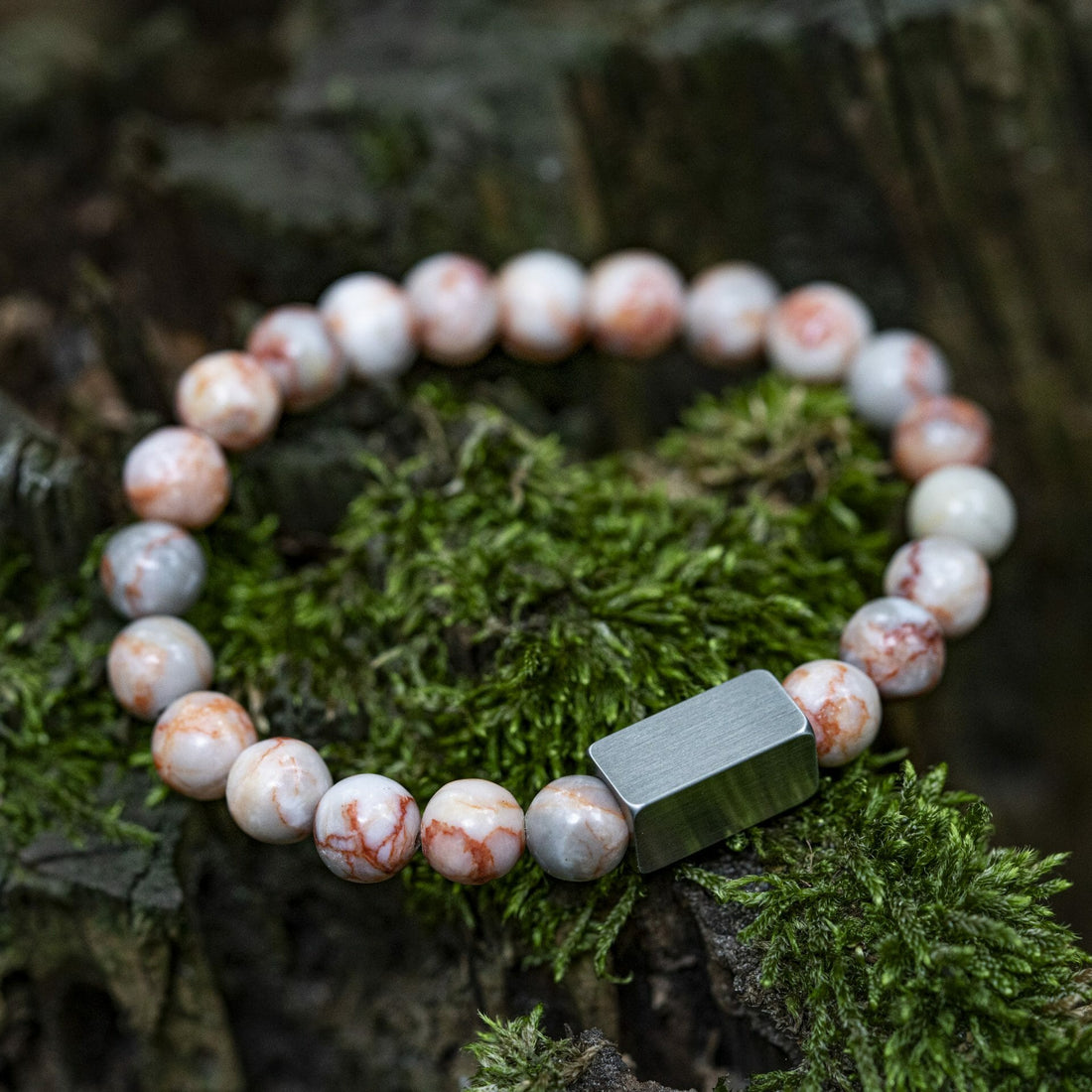Rosa Jaspis-Netzstein – 8 mm Perlenarmband