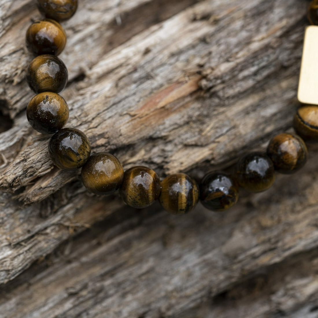 Tiger Eyes / Tiger Eye - 8mm Beaded Bracelet + Name Engraving