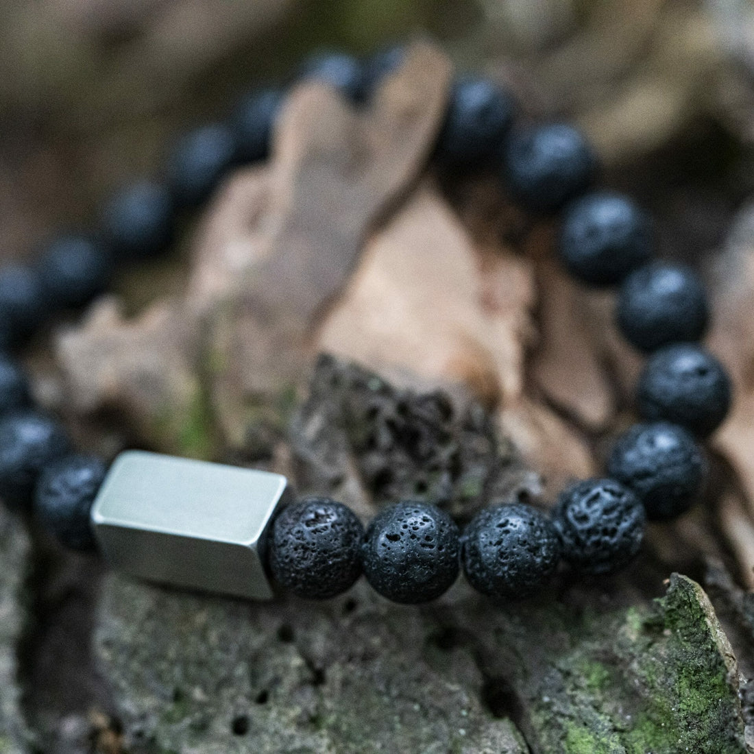 Lava Stones - Beaded Bracelet with engraving 