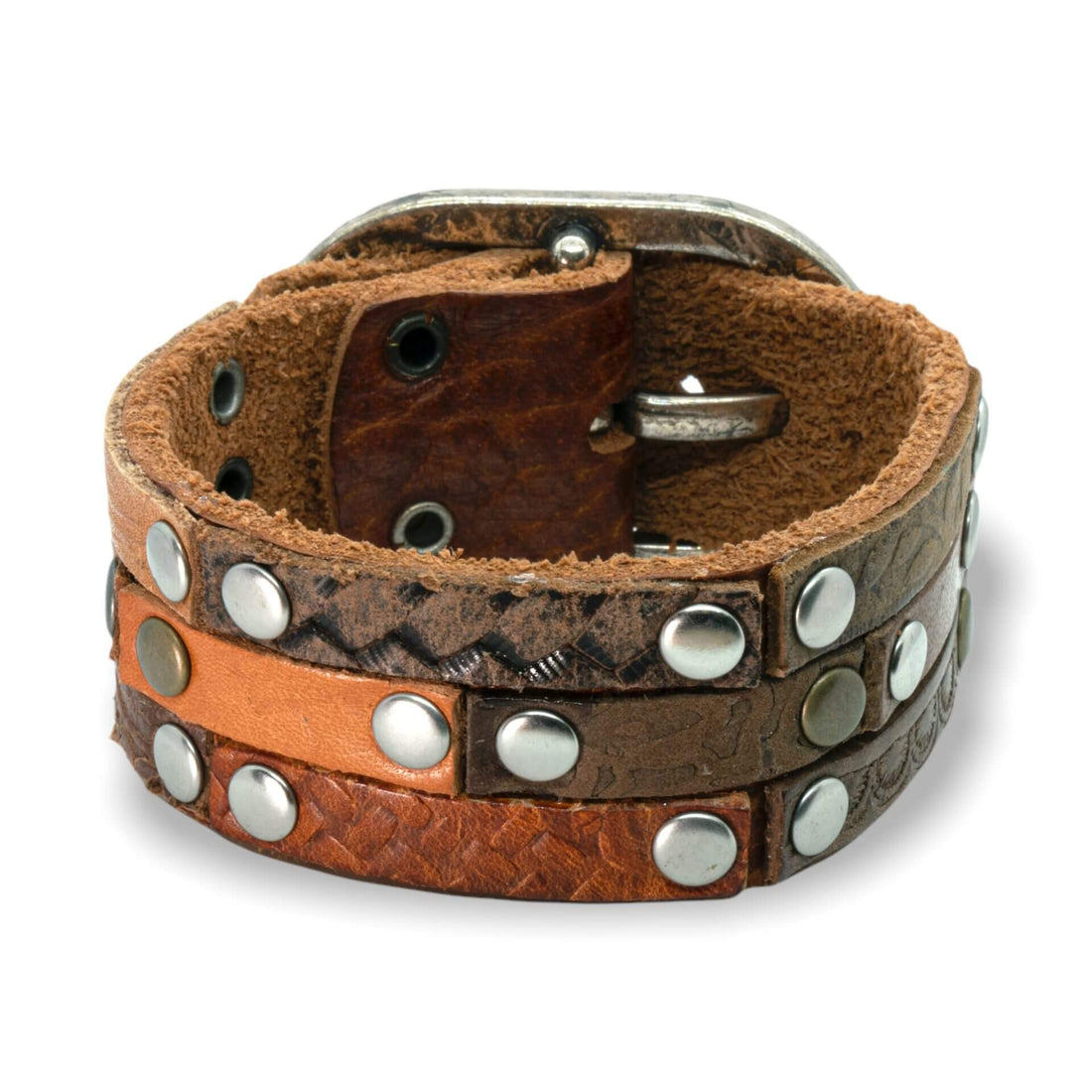 Breites Lederarmband – mehrfarbiges Rindsleder