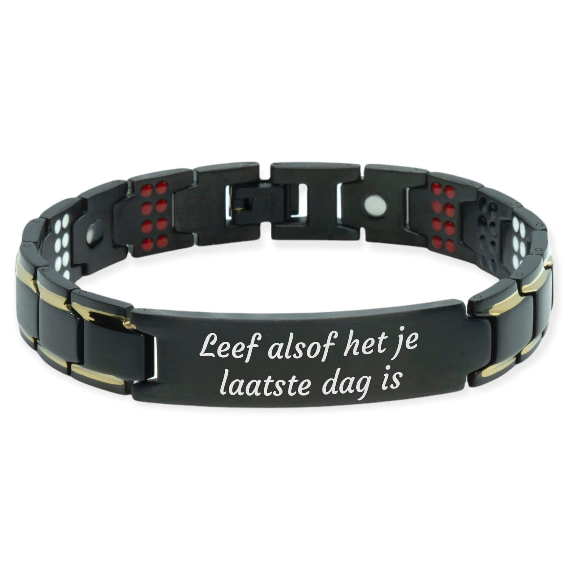 Magneet Armband - 8 Maxneet zwart - Met eigen tekst