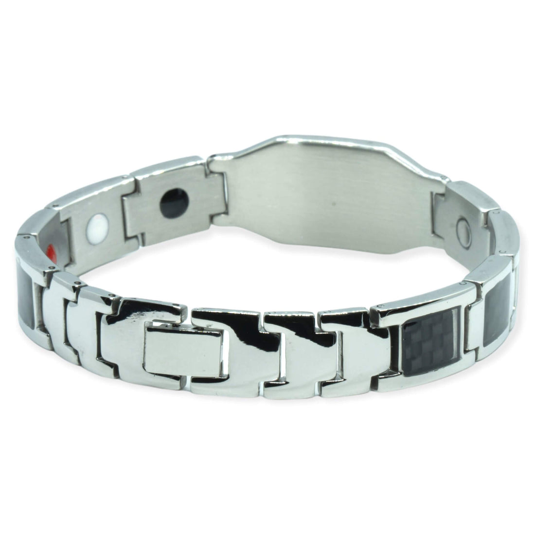 Magnetarmband - Silber Carbon + eigene Namen / Symbol