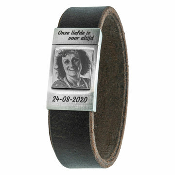Braunes Fotoarmband aus Leder mit Ihrem eigenen Foto