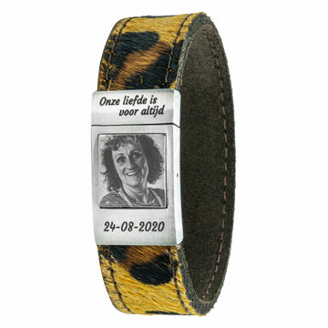 Fotoarmband aus Leder mit Leopardenmuster und Ihrem eigenen Foto