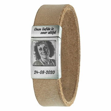 Hellbraunes Fotoarmband aus Leder mit Ihrem eigenen Foto