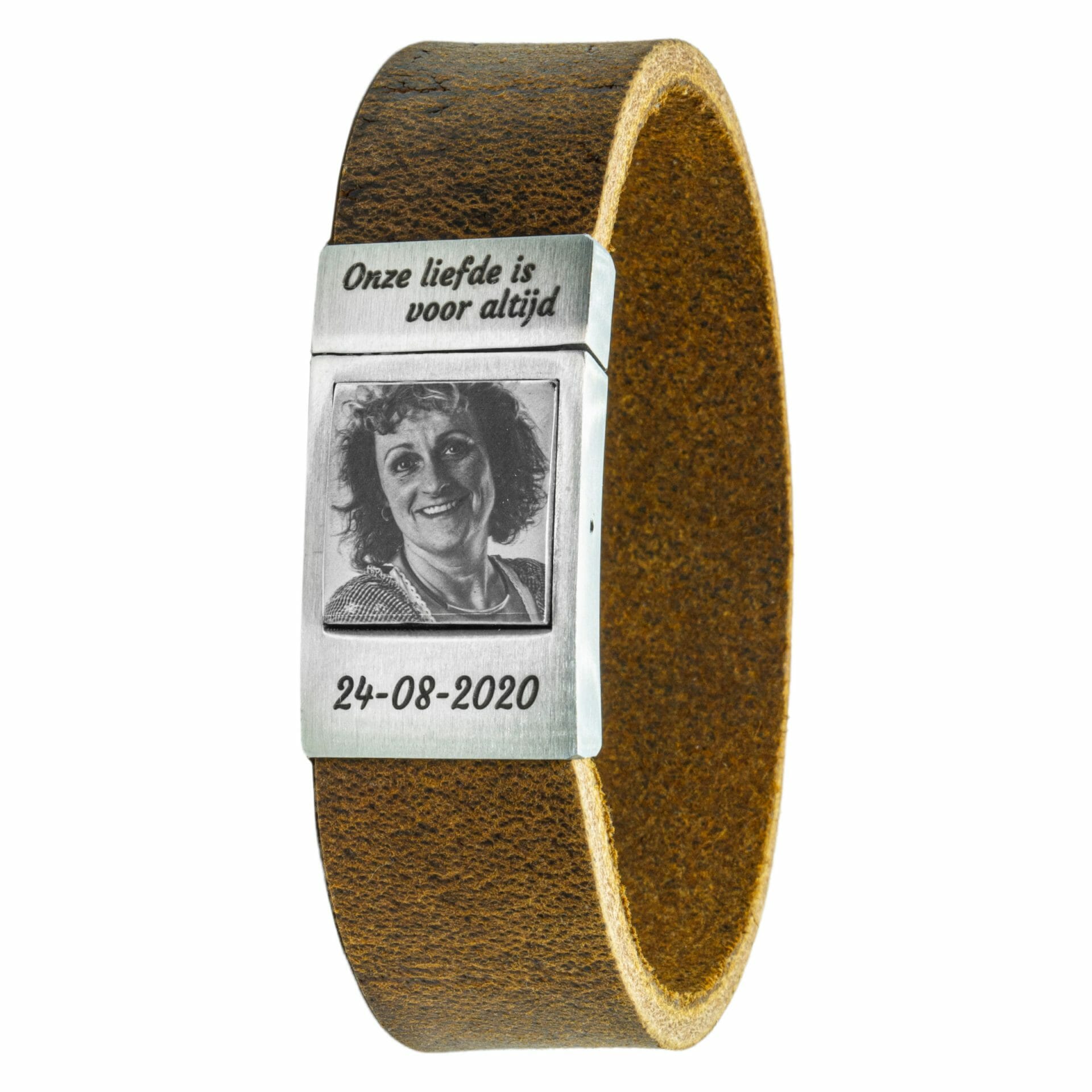 <b>Vintage-</b> Fotoarmband aus Leder mit Ihrem eigenen Foto