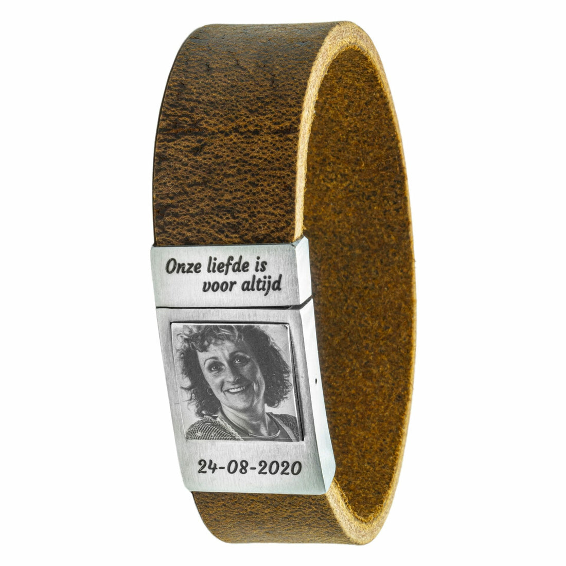 <b>Vintage-</b> Fotoarmband aus Leder mit Ihrem eigenen Foto