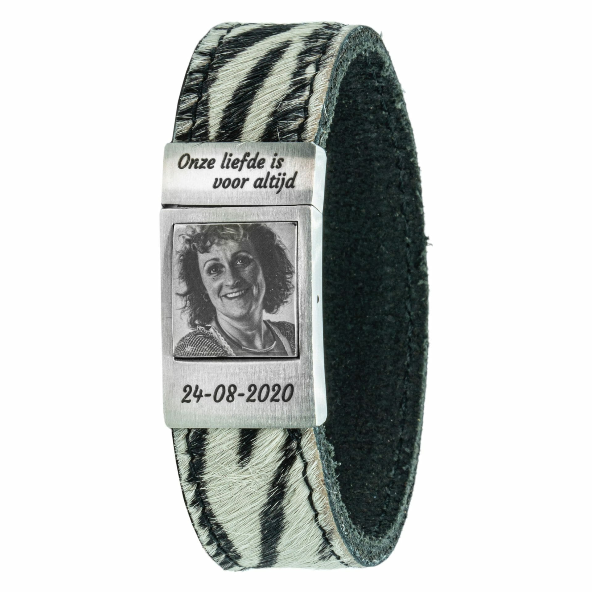 Zebra-Fotoarmband aus Leder mit Ihrem eigenen Foto